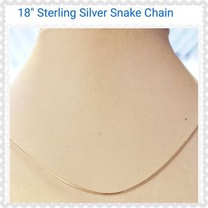 New 18" SterlingSilver SnakeChain W/Lobster Claw Clasp